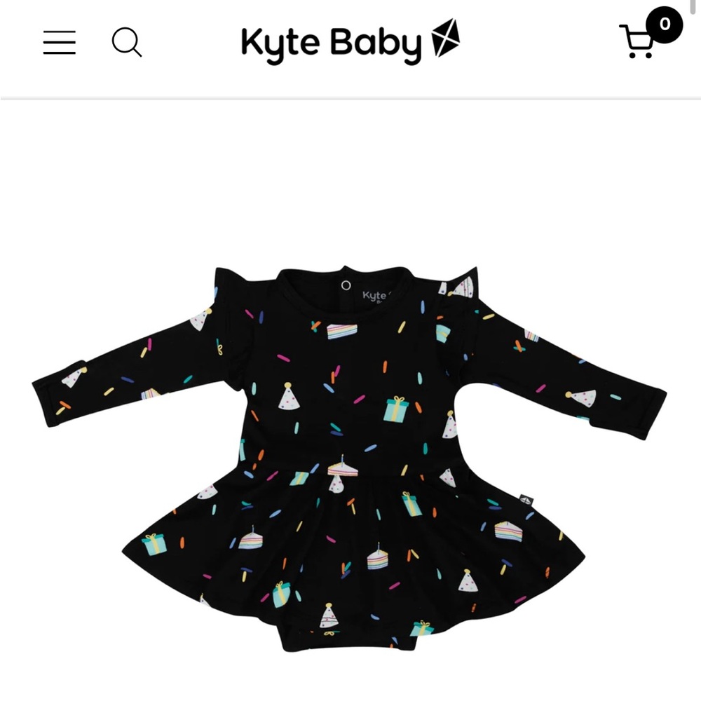 Kyte Baby - Long Sleeve Twirl Bodysuit Dress - Midnight Party - 12-18mo